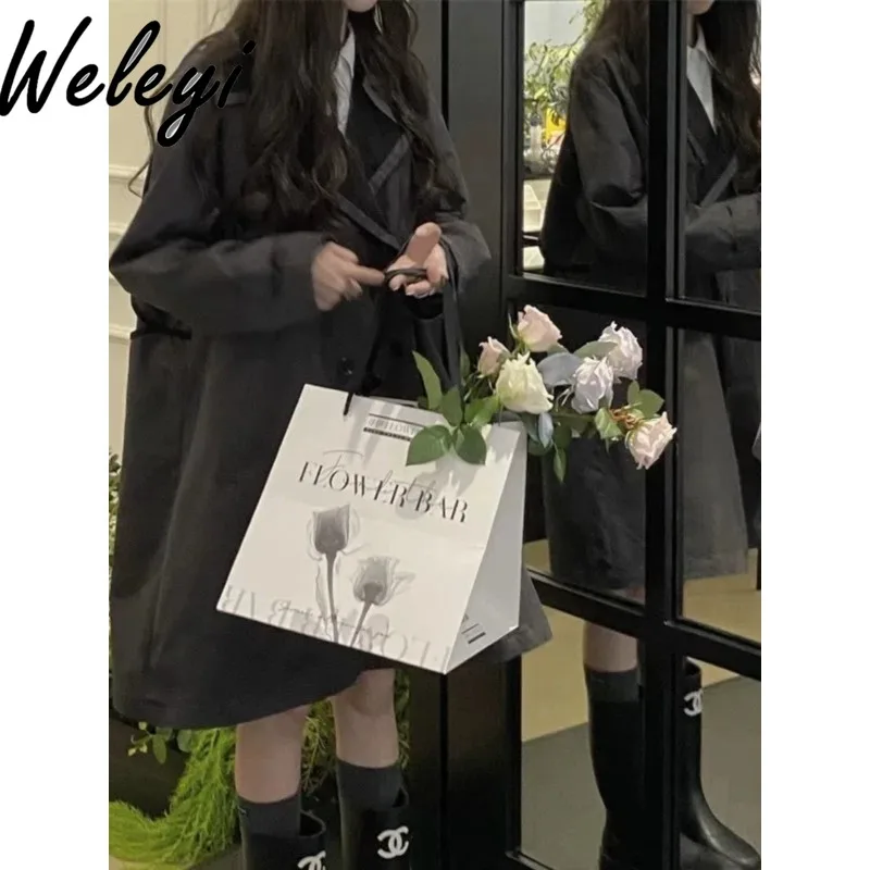 Свободный плащ в американском стиле ретро для пары осенне-зимний милый очень