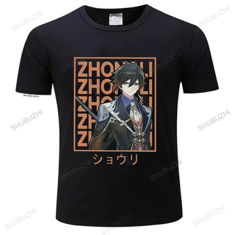 Футболки Zhongli Genshin Impact для ролевых игр футболки с принтом футболка круглым