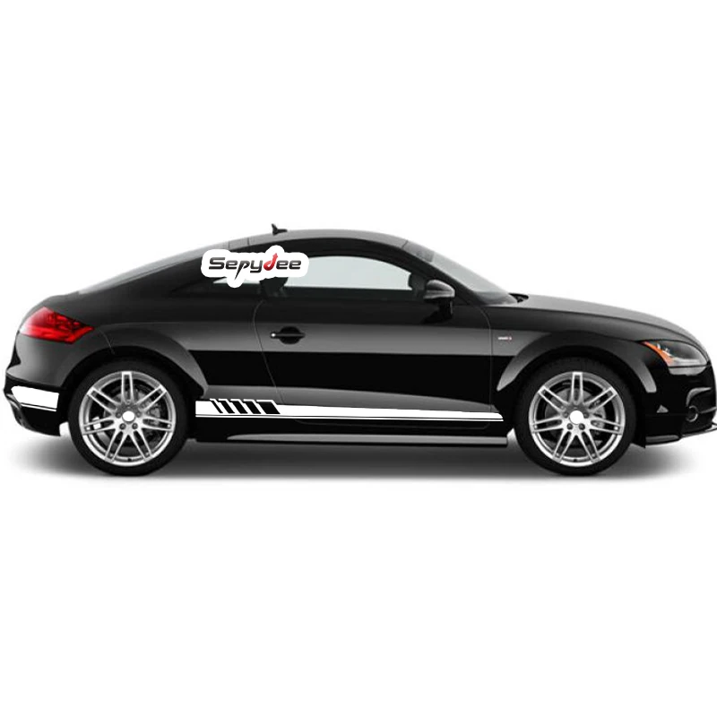 1 пара стильных наклеек на дверь и боковую юбку автомобиля Длинные полосы