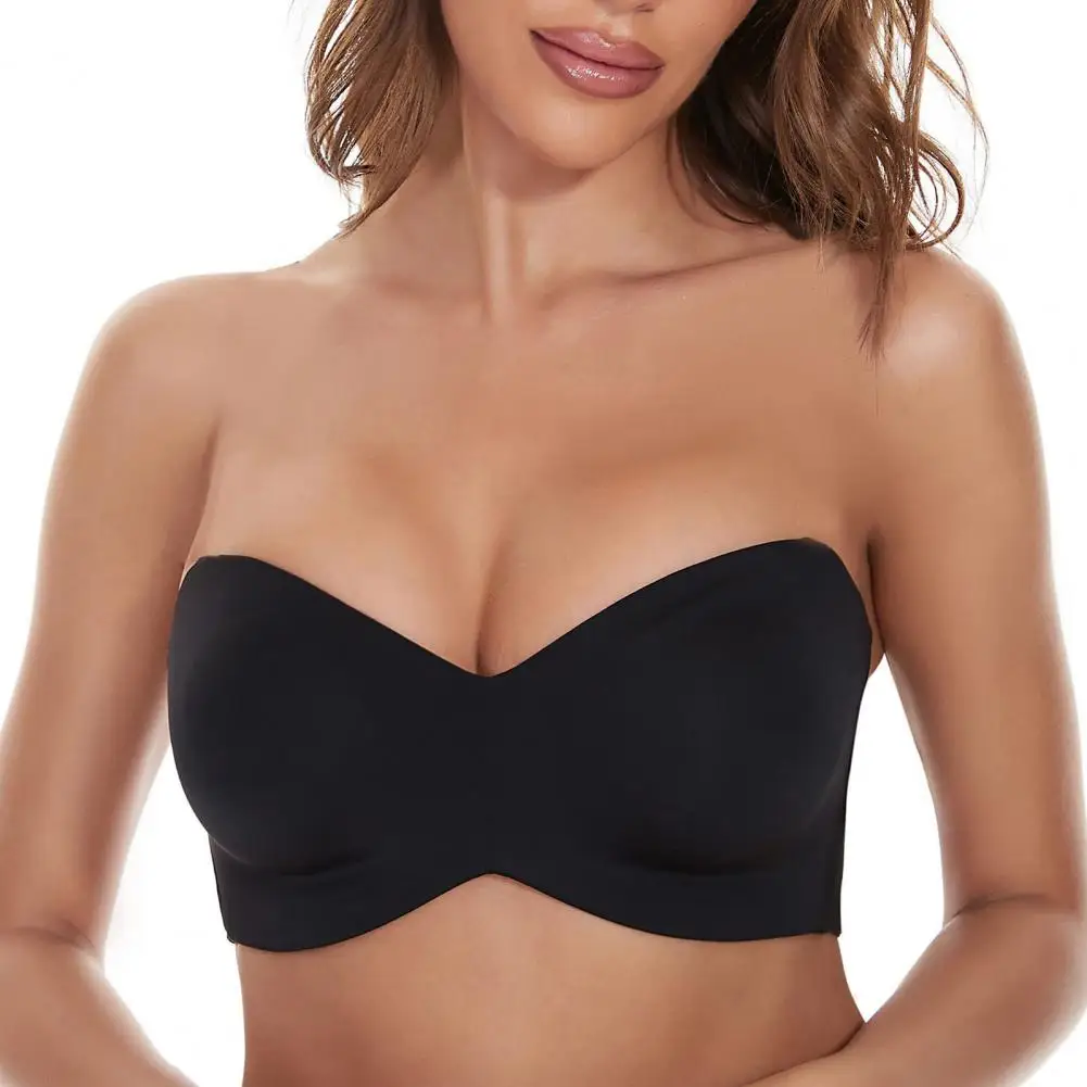 

Soft Supportive Bra Soft Breathable Padded Women's Invisible Bra Strapless Push Up Support with Detachable Straps for Off