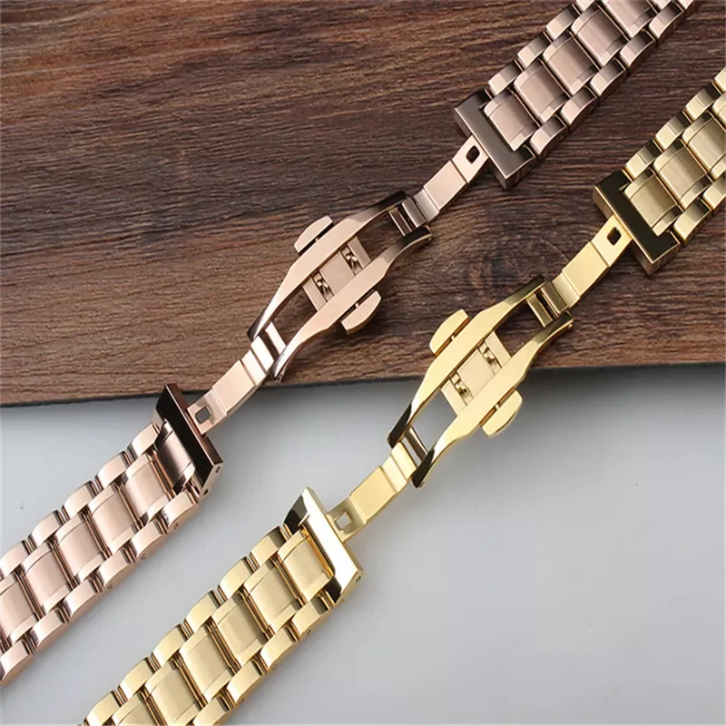 12/14/15/16/17/18/19/20/21/22/23/24mm Watch Band Strap Stainless Steel Watchband Bracelet with Hollow arc interface
