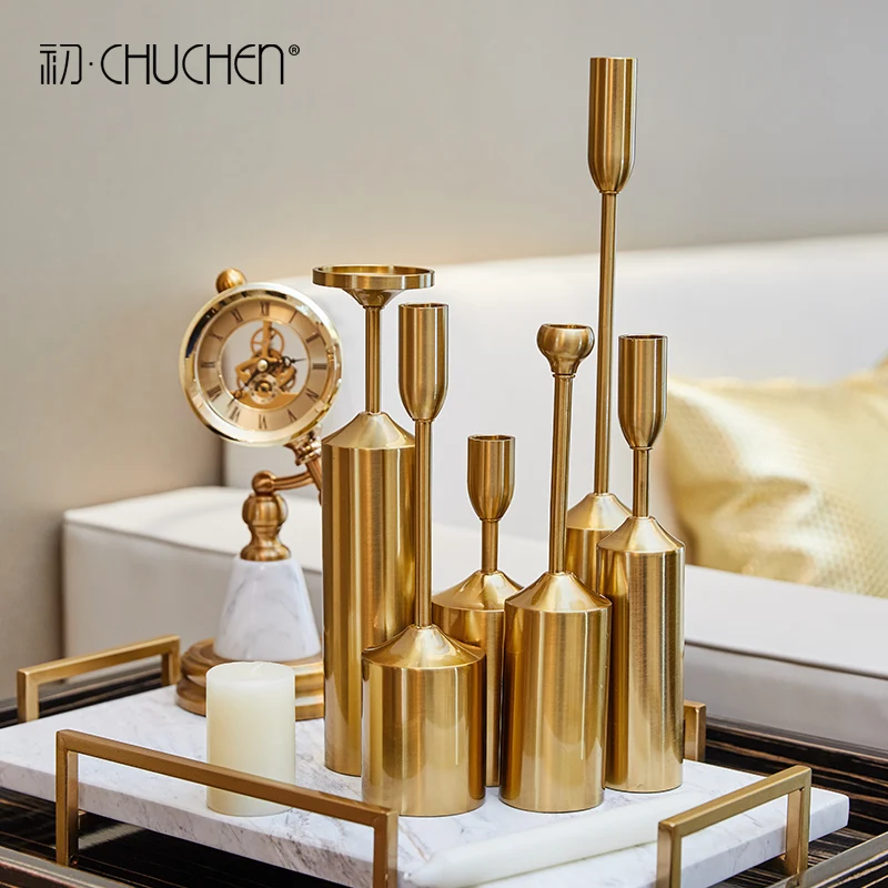 

Nordic Gold Candle Holder Modern Metal Wedding Table Nordic Luxury Geometric Candle Holder Iron Decoration Salon Home Decoration