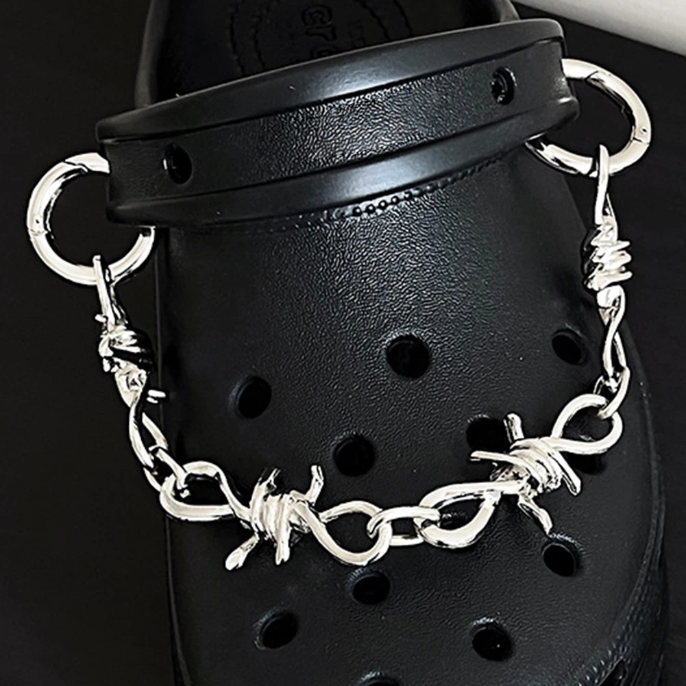Single Piece Chain Punk Shoes Charms Rivet Accessories Jibz For Croc Clogs Shoe Decorations Party Boy Girl Gifts Cool