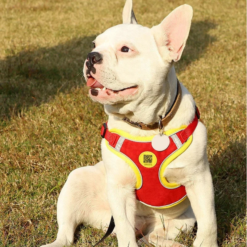 

Pet Leash and Collar Set Dog Harness Adjustable Vest Reflective Suede Chest Breathable mesh Outdoor Walking Pet Dog Accessories