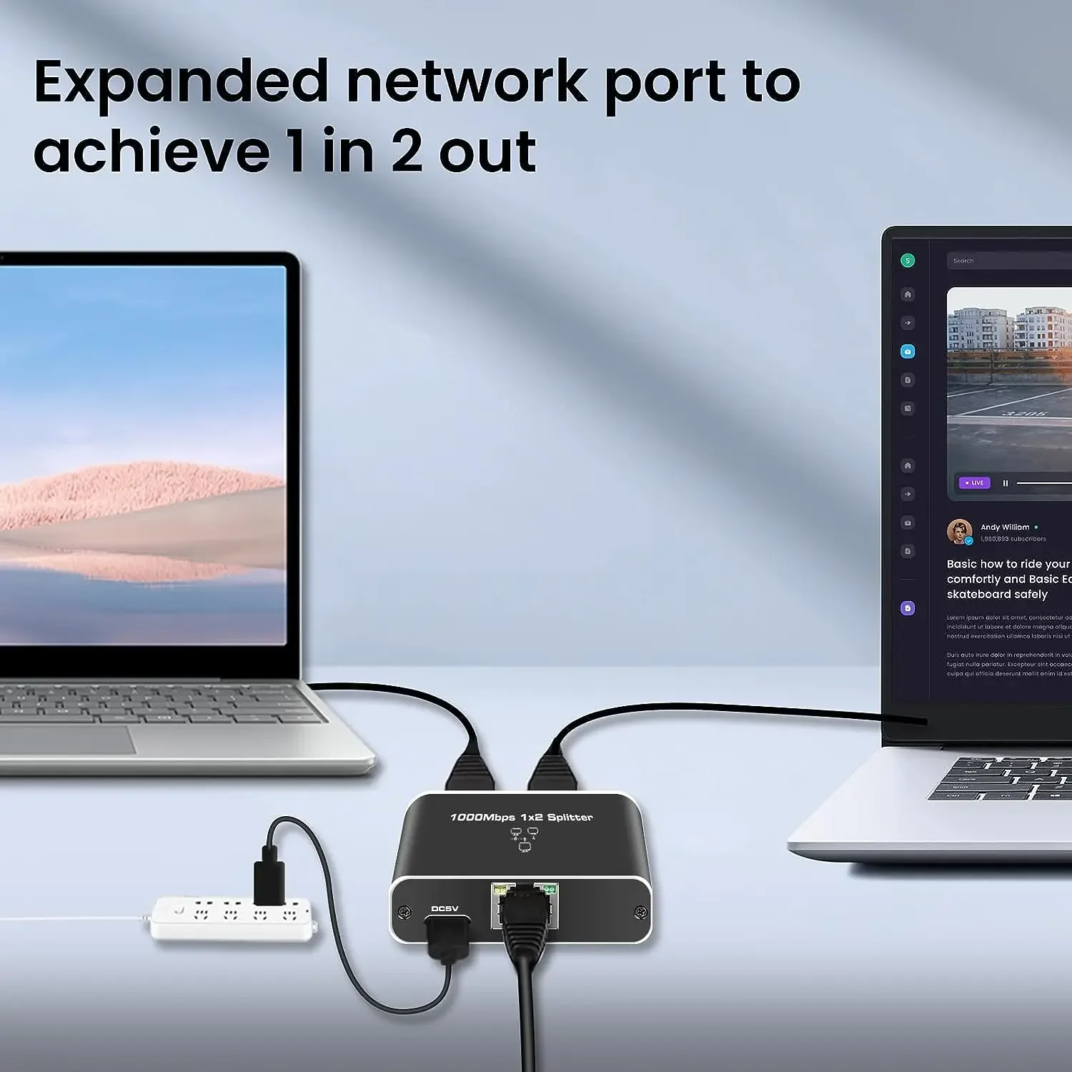Высокоскоростной разветвитель Ethernet 1-2 выхода 1000 Мбит/с RJ45 1x2 гигабитный