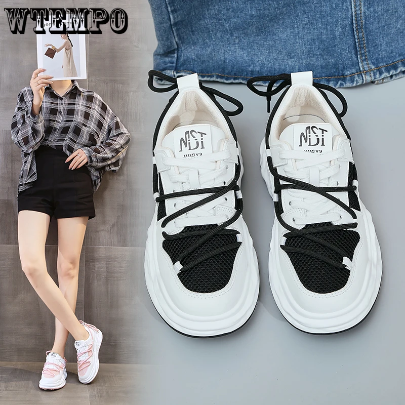 

WTEMPO Women's Vulcanized Sneakers Mesh Breathable Running Shoes Walking Shoes Running Hiking Lightweight Trainer Sports Shoes