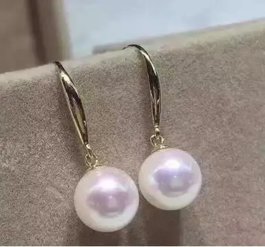 

Бесплатная доставка, Роскошные Благородные Ювелирные изделия, новинка, очаровательная пара из 11-12 мм южноморских круглых белых жемчужных сережек