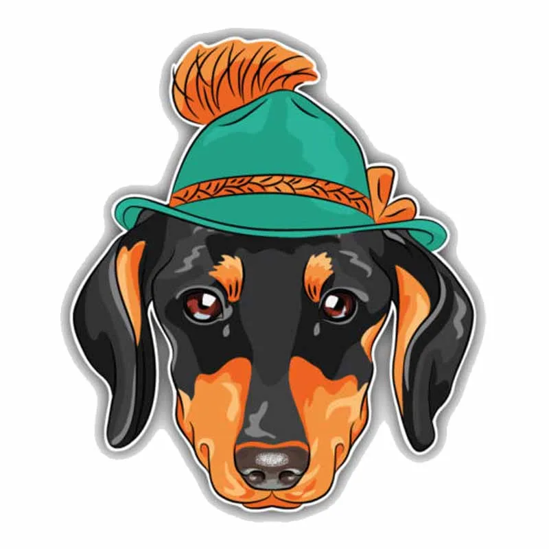

Personality Hipster Dachshund Dog Head Animal Fashion Bumper Trunk Laptop Rear Windshield Waterproof Car Decal PVC15x13cm