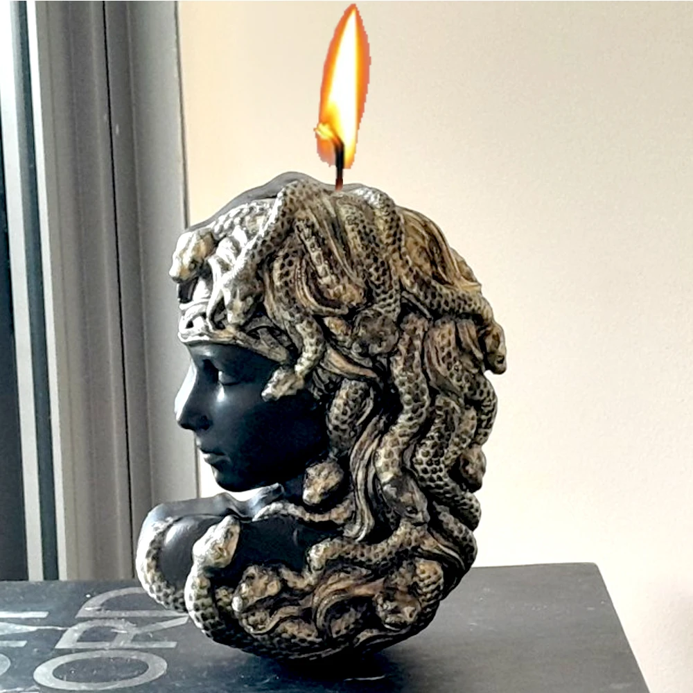 

Medusa Silicone Candle Mold DIY Handmade Greek Sculpture Snake Head Woman Aromath Soap Resin Plaster Craft Molds Home Decoration