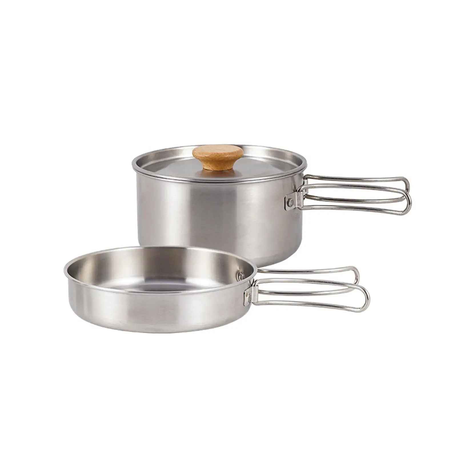 

Camping Pots Pans Portable Stainless Steel Cookware Tableware Anti Rust