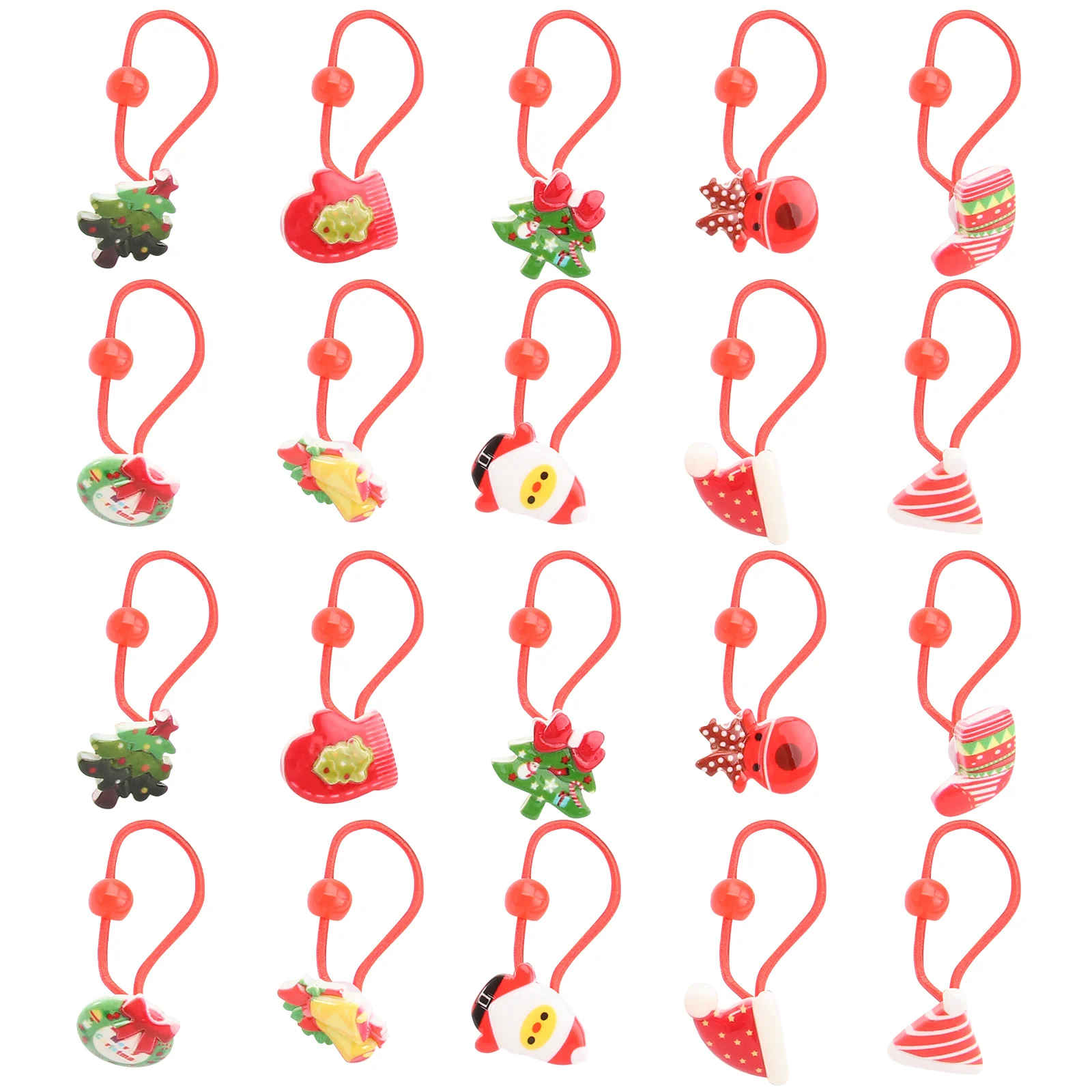 

20PCS/pack Christmas Hair Ties Shiny Delicate Ponytail Holders for Children Teenager Girls