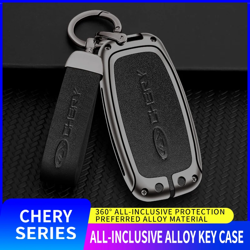 

Car Remote Key Case Cover Shell Fob Aluminium Alloy Leather Key Case For Chery Tiggo 8 3x 5 7 Arrizo 5 Keychain Auto Accessories