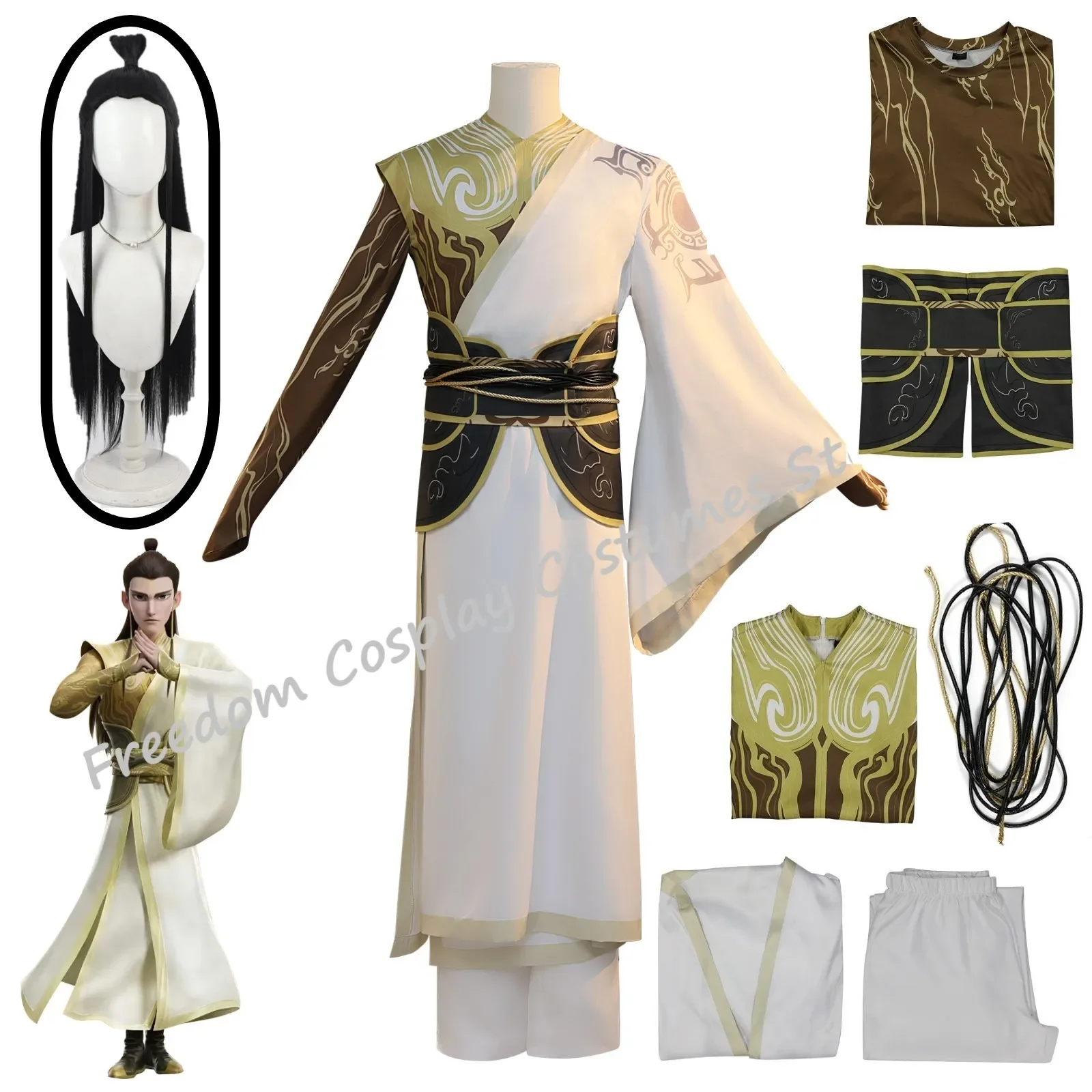 Аниме-фильмы Nezha Lutong карнавальный костюм парик Hanfu униформа топ брюки костюмы Ne Zha