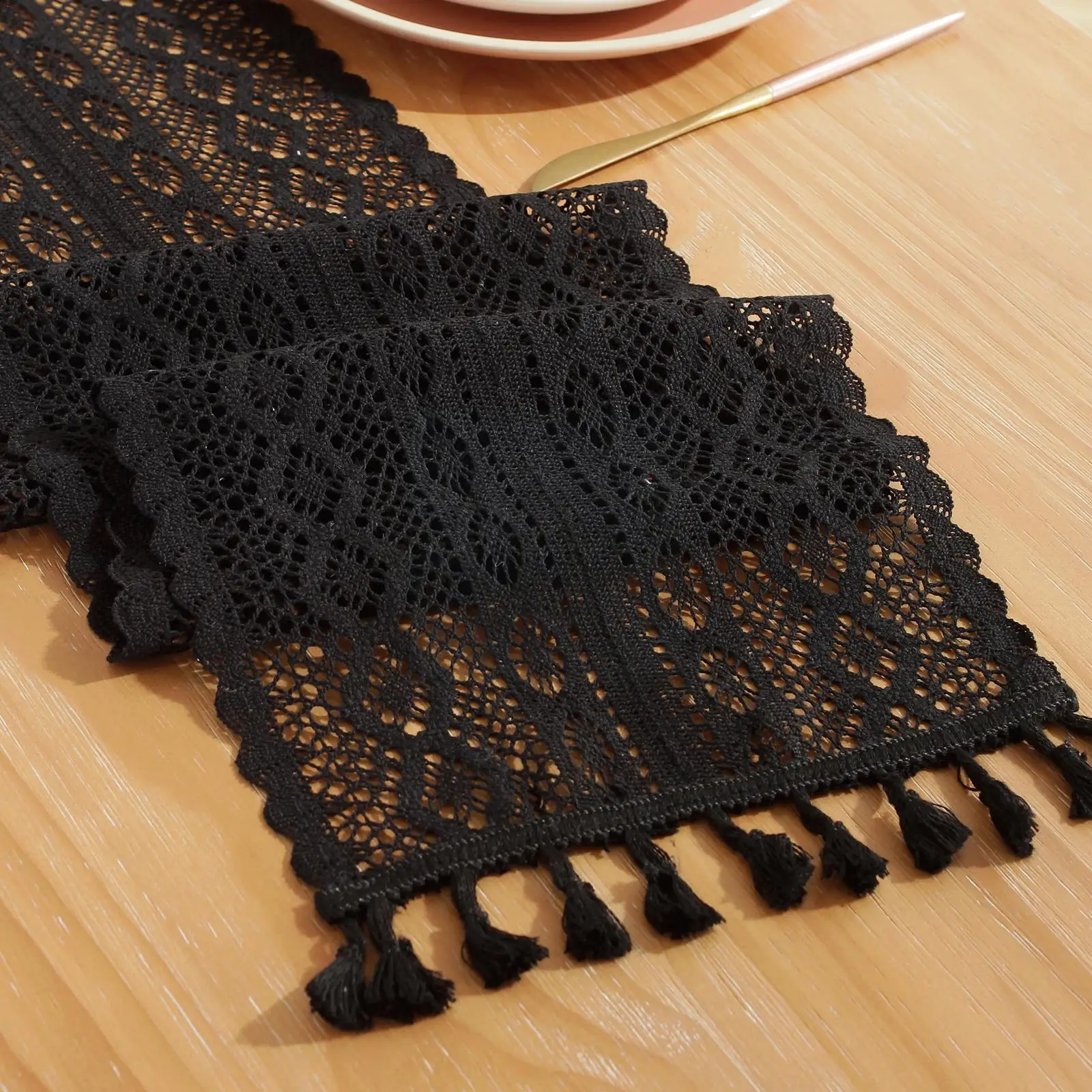 

New Lace Table Runner With Fringed Rectangular Tablecloth Edge Family Table Tablecloth Decoration Cotton Decoration Hollow I5q7