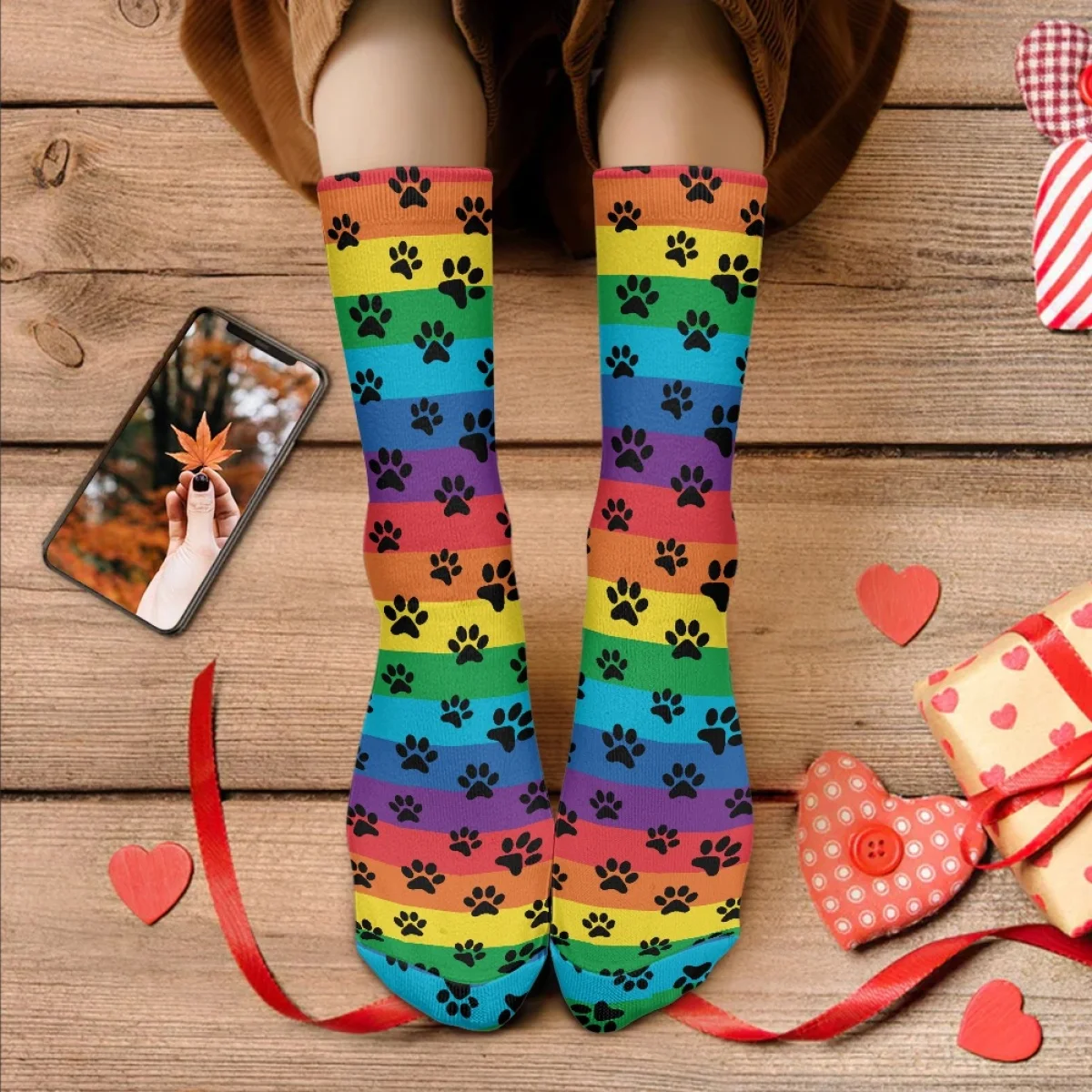 

Симпатичные баскетбольные носки радужного цвета с рисунком собачьей лапы брендовые дышащие поглощающие пот женские носки боди подвязки