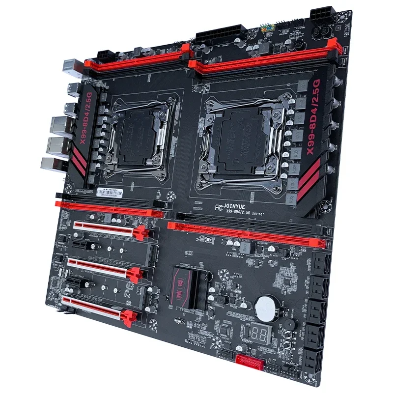 Материнская плата JGINYUE X99 с двумя CPU LGA 2011-3 поддерживает Xeon E5 V3 V4 DDR4 память