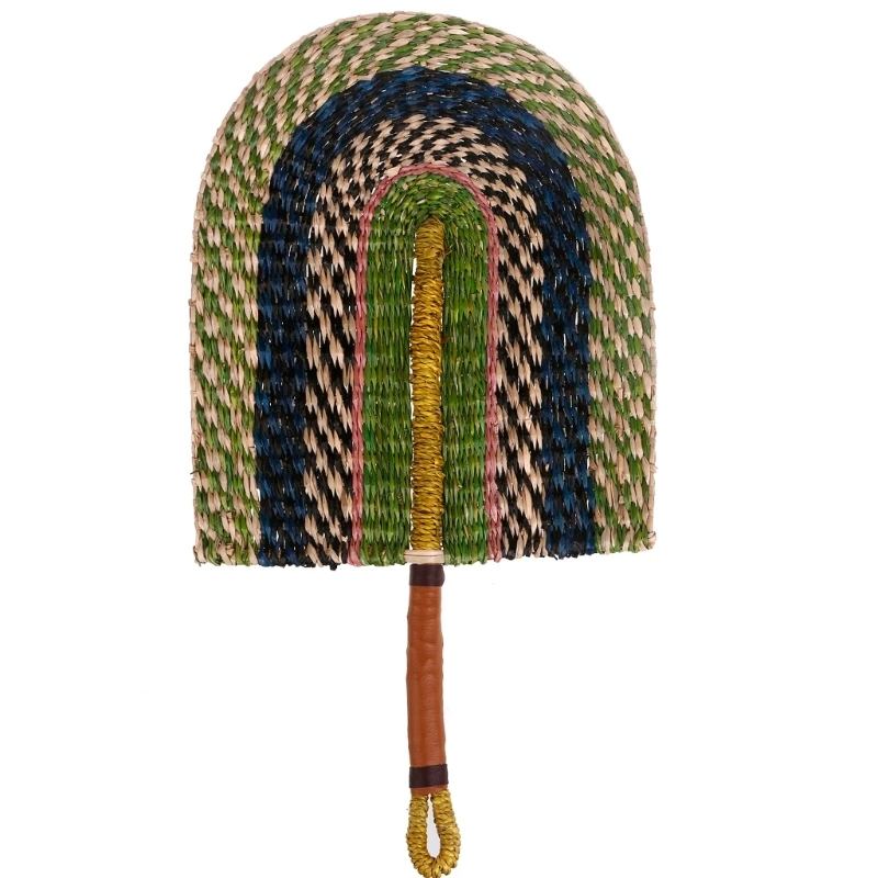 Новый ручной плетеный натуральный соломенный веер в стиле бохо декоративный