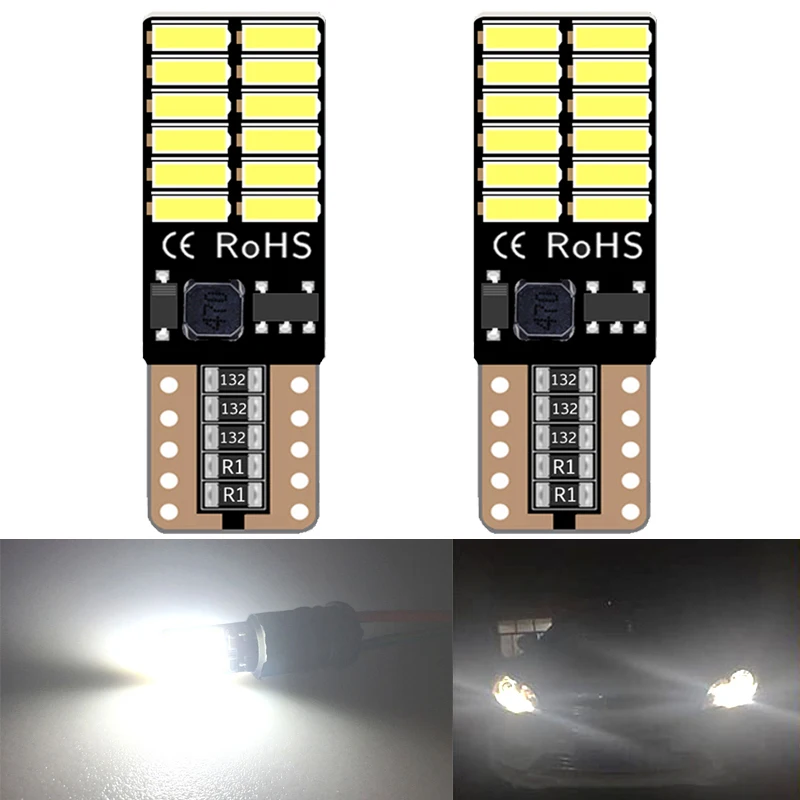 

2x T10 W5W LED Bulb Canbus Signal Light 12V 24SMD 7000K White Car Interior Dome Door Reading Trunk License Plate Wedge Side Lamp