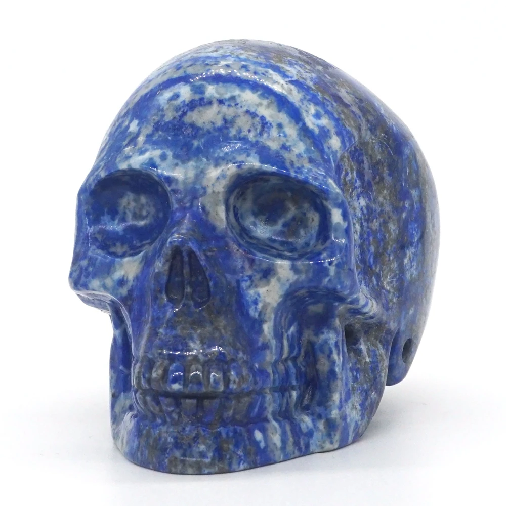 Хрустальный камень в виде головы черепа статуя из натурального лазурита 2 8 дюйма