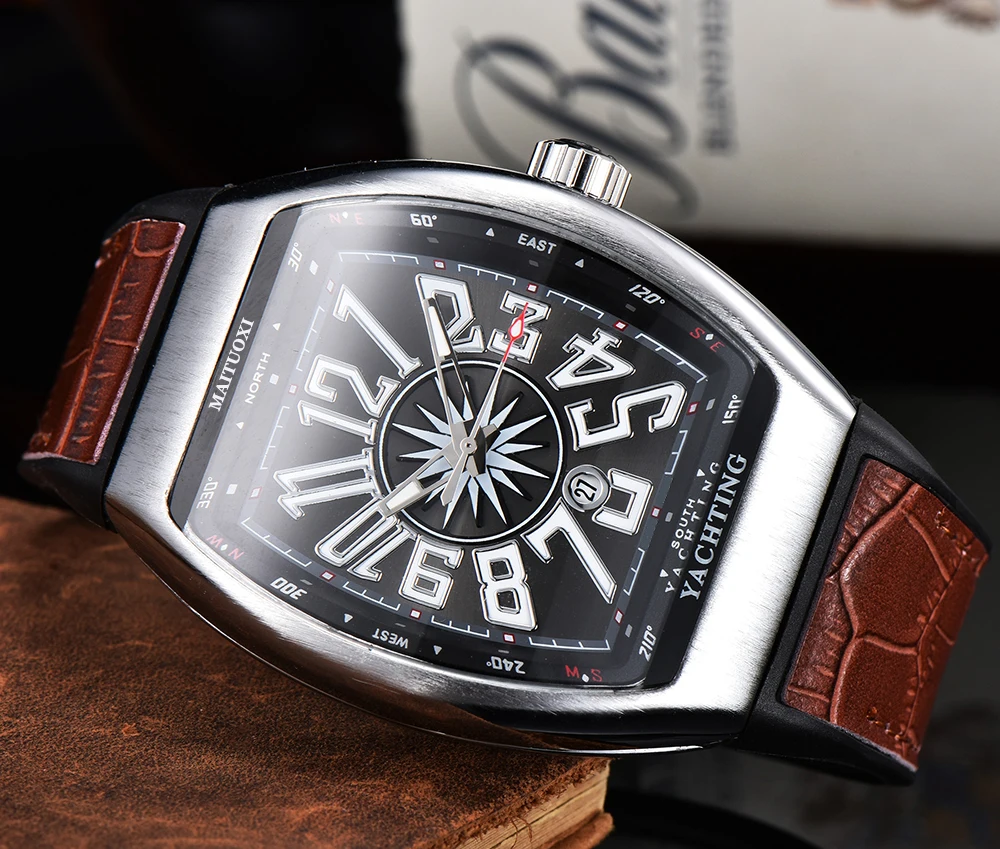 

Новинка 2023, мужские Роскошные Кварцевые часы, оригинальный бренд, кожаный ремешок, календарь, спортивные модные часы для мужчин, мужские час...