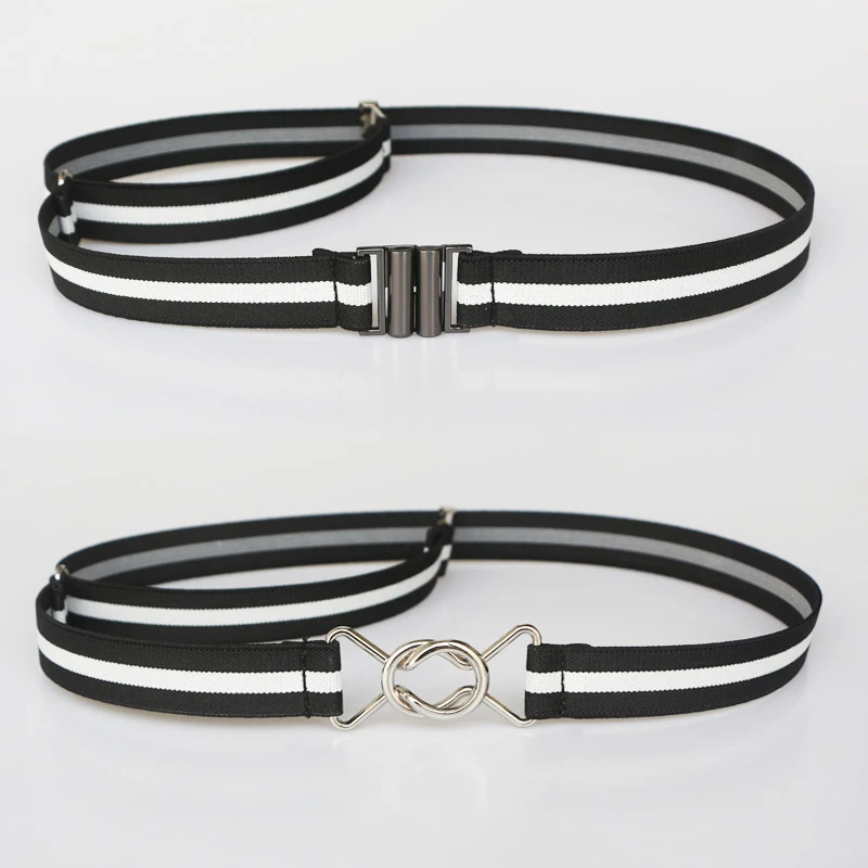 

Simple All-Match Jeans With Narrow Elastic Belt Invisible Adjustable Length Belt