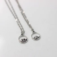 1 pair mountain ocean paired couple necklaces for women men trendy simple chain necklaces fashion jewelry gifts for best friends