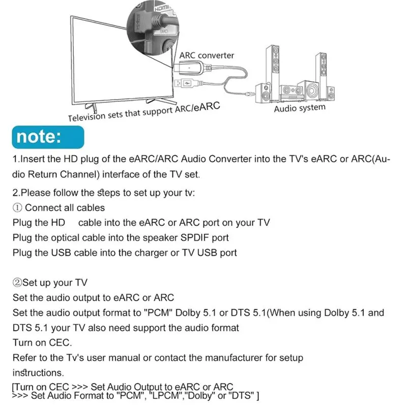 Фото B67C Совместимый с Dolby/DTS 5.1 192 кГц EARC/ARC Оптический аудиоконвертер-экстрактор для домашних кинотеатров №2
