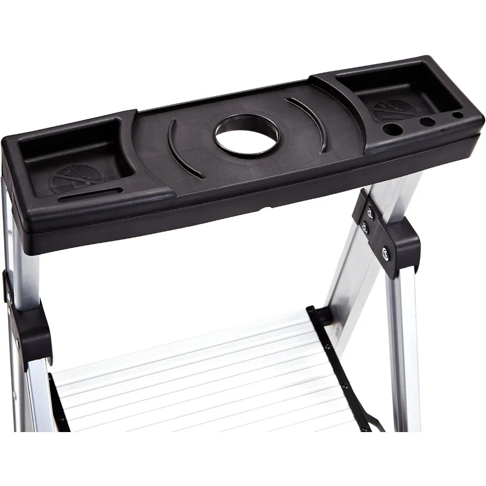 Фото Резиновый шланг Rubbermaid 5,5 футов. Лестница-стремянка алюминиевая, легкая, с выдвижной верхней секцией, серебристая, прошла проверку по стандартам безопасности США, не требует сборки. №4