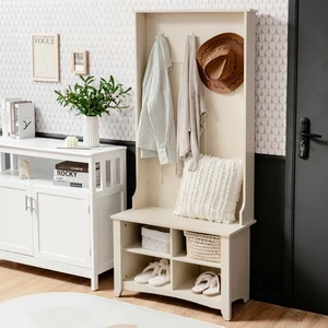 Simple Coat Hat Rack Flexible Open Storage Space Shelf 3 Delicate Metal Hooks Organizer High Quality MDF Living Room Cabinet