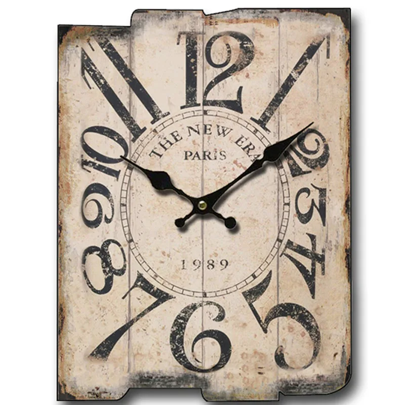 

Large Square Wall Clock Retro Wood Creative Clocks Wall Mechanism Silent Orologio Da Parete Living Room Decoration LQQ50YH