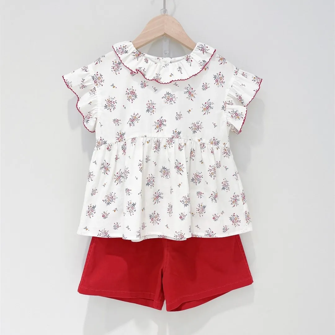 

Детские топы, летняя белая футболка с коротким рукавом и принтом для девочек, 100% хлопок, удобный топ с цветочным принтом