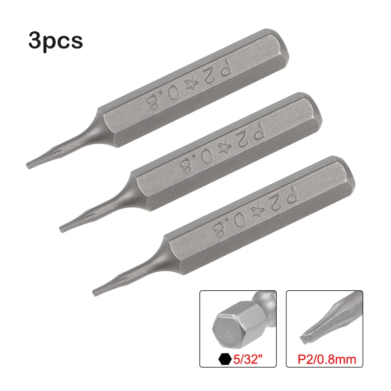 Uxcell 3 шт. P2 0,8 мм отвертка бит 5/32 дюйма шестигранный хвостовик звезда отвертка 28 мм для ремонта ноутбука телефона ручные инструменты отверто