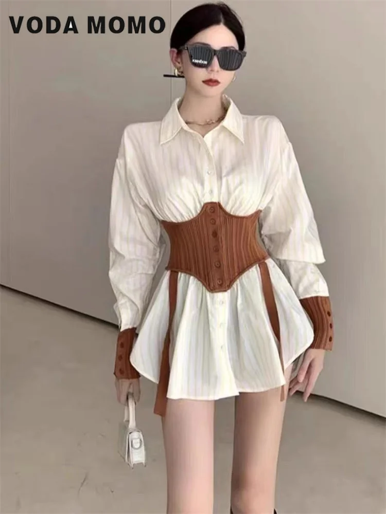 Женский новый модный дизайнерский нишевый Топ темпераментная рубашка средней