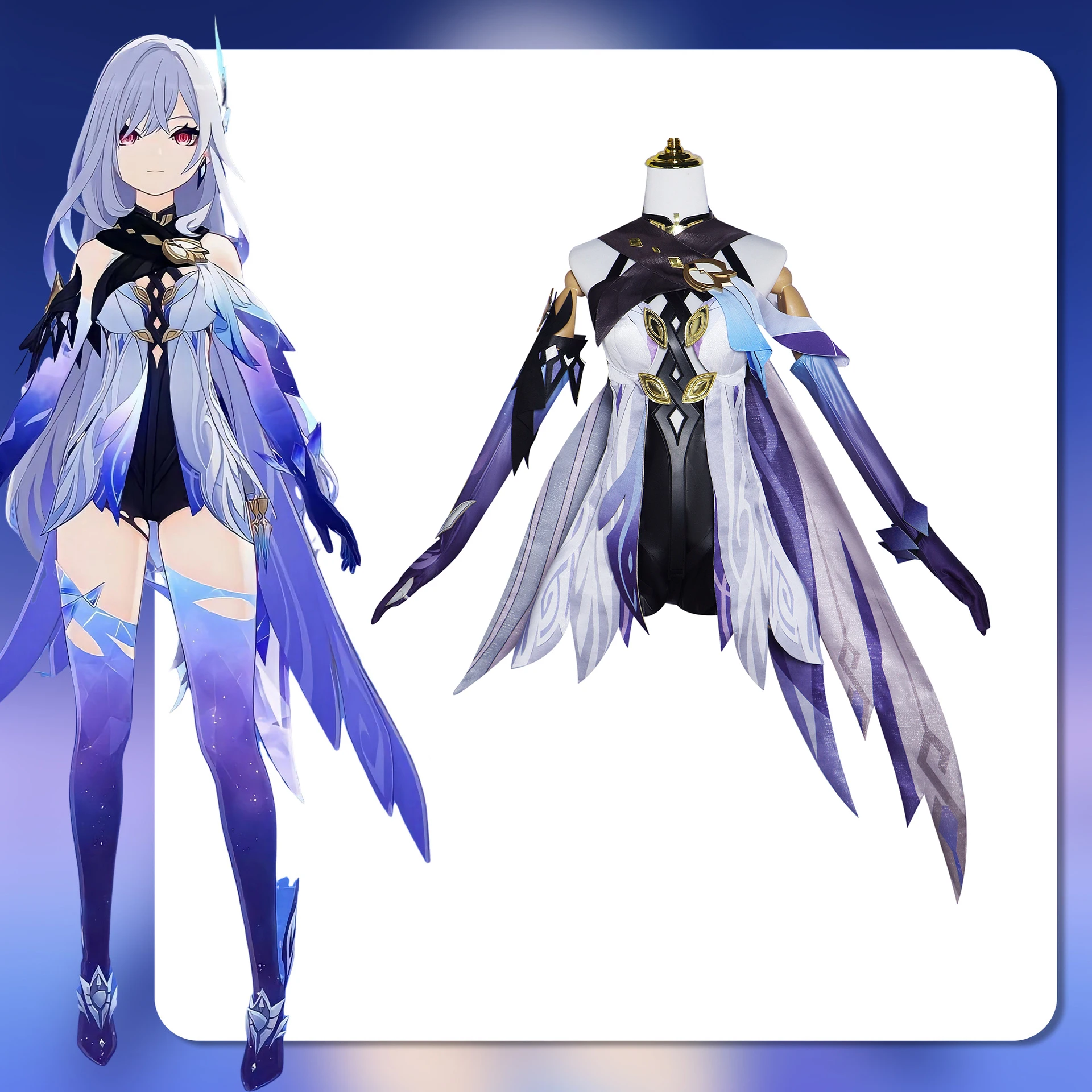 Костюм для косплея Тинк геншин взрослых Карнавальная форма парик аниме Хэллоуин