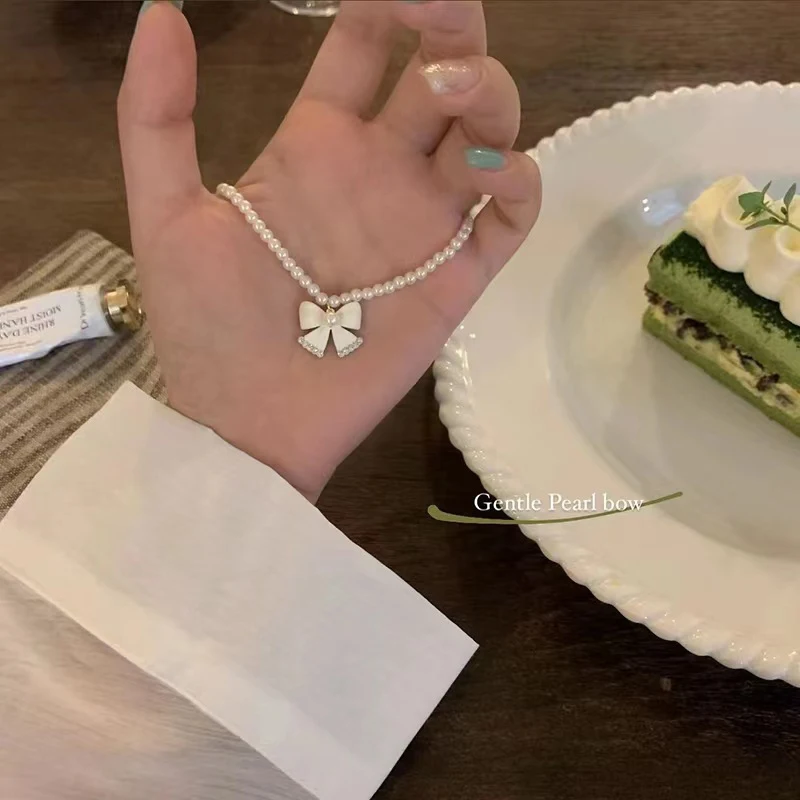 Роскошное дизайнерское жемчужное ожерелье с бантиком искусственная подвеска