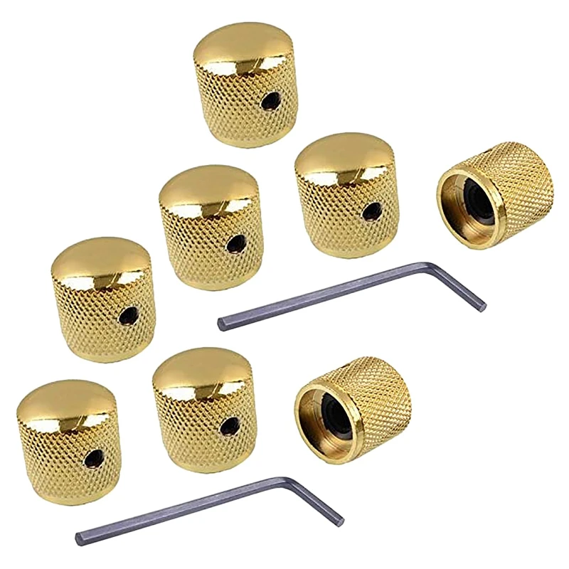 

8Pcs Metal Volume Tone Dome Tone Guitar Speed Control Knobs With Screws