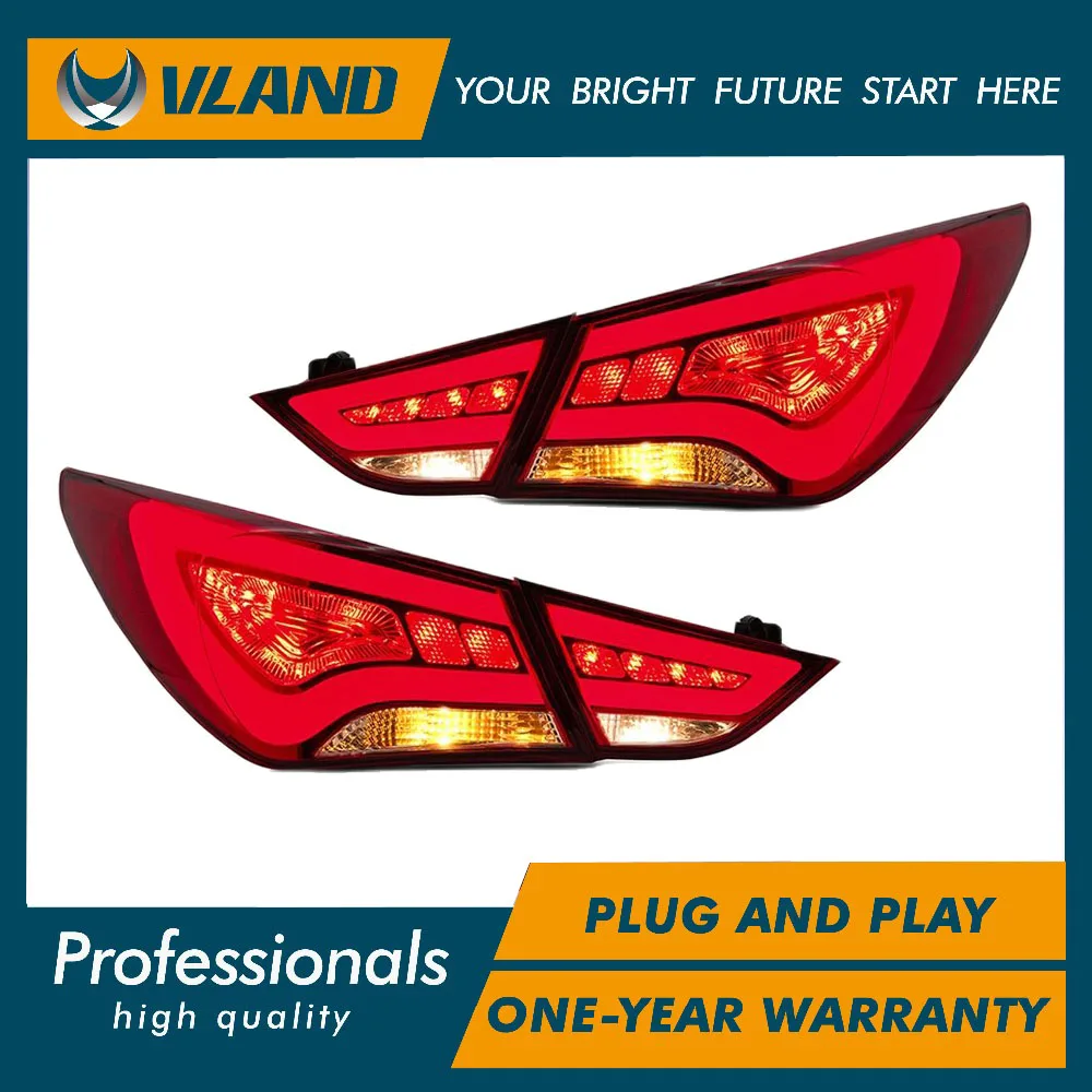 

VLAND car accessories LED Tail lights Assembly for HYUNDAI SONATA 2011-2014 Tail Lamp with LED Turn Signal Reverse DRL Lights