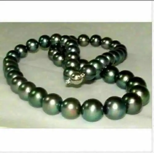 

AAAA LUSTER 10-11mm REAL Natural South Sea Black Pearl Necklace