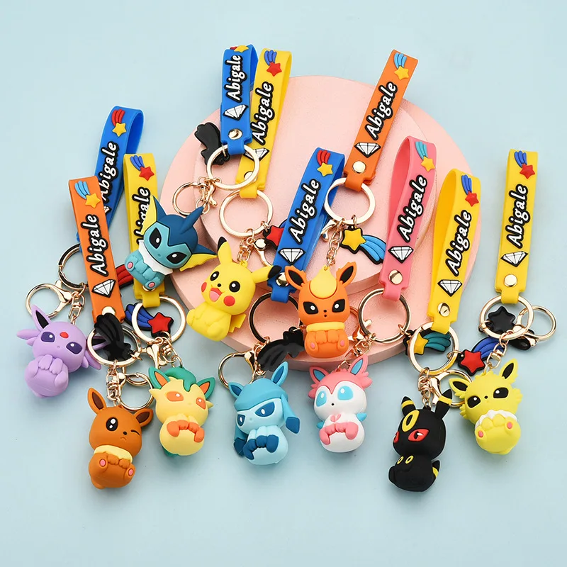 

Genuine Pokemon Anime Action Figure Pikachu Eevee Vaporeon Jolteon Flareon Fashion Keychain Toy Christmas Girls Gift