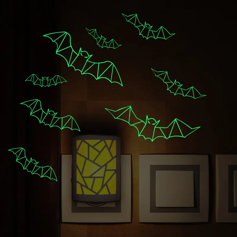 

Halloween 3D Three-dimensional Luminous Luminous Bat Holiday Party Home Window Horror Scene Layout Decorative Wall Stickers