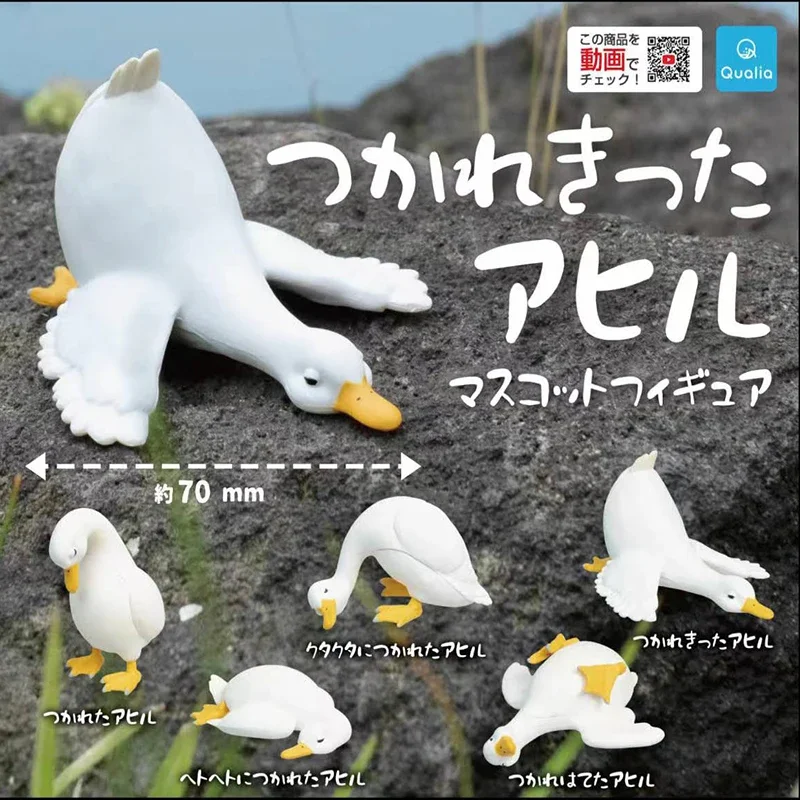 

Japanese Genuine Gacha Scale Model A Big White Goose That's Paralyzed Tired pet goose figure Collection Action Figure Toy