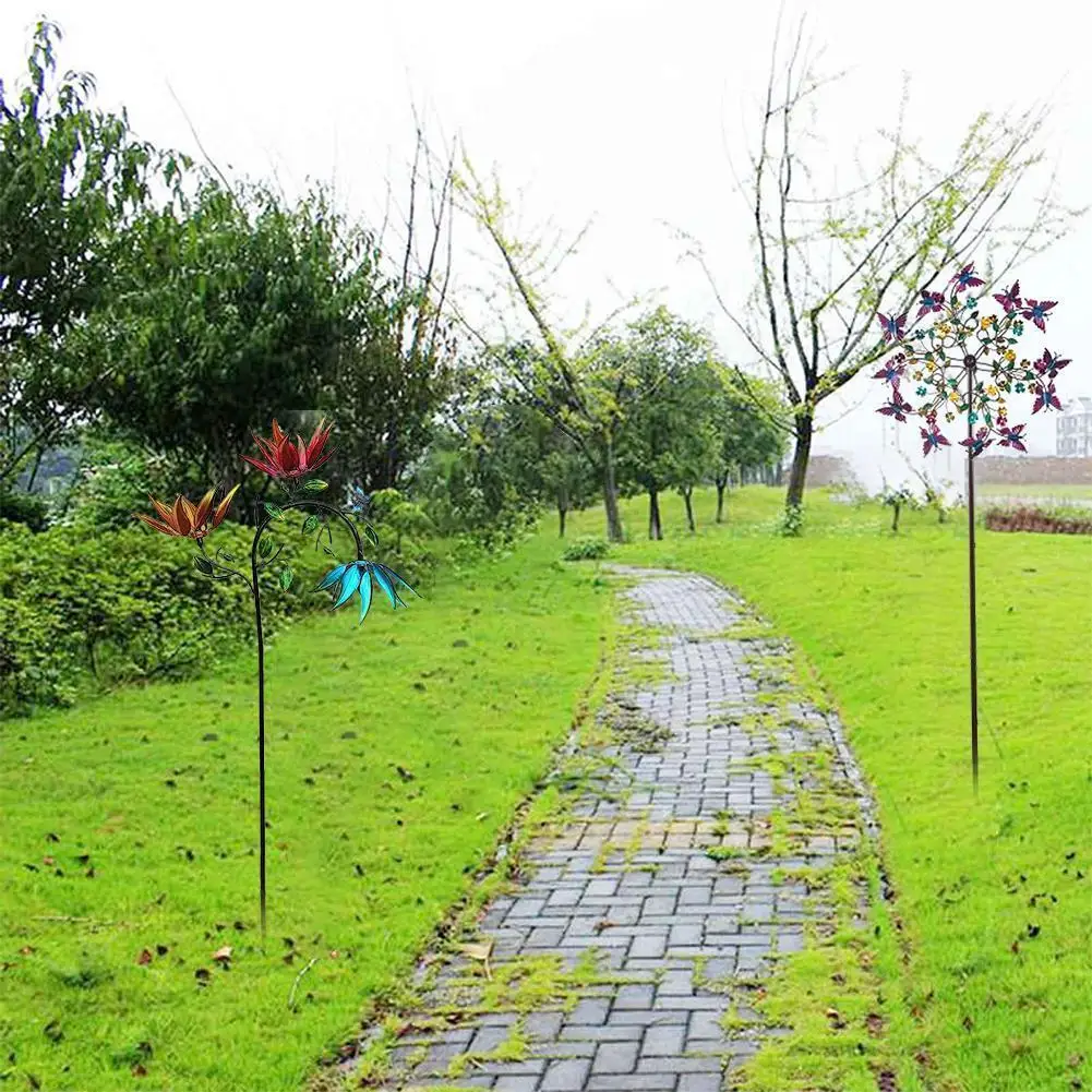 

New Magical Metal Flower Windmill Outdoor Wind Patio Spinners Garden Pixies Catchers Yard Decor Fairies Decoration Wind S8g8