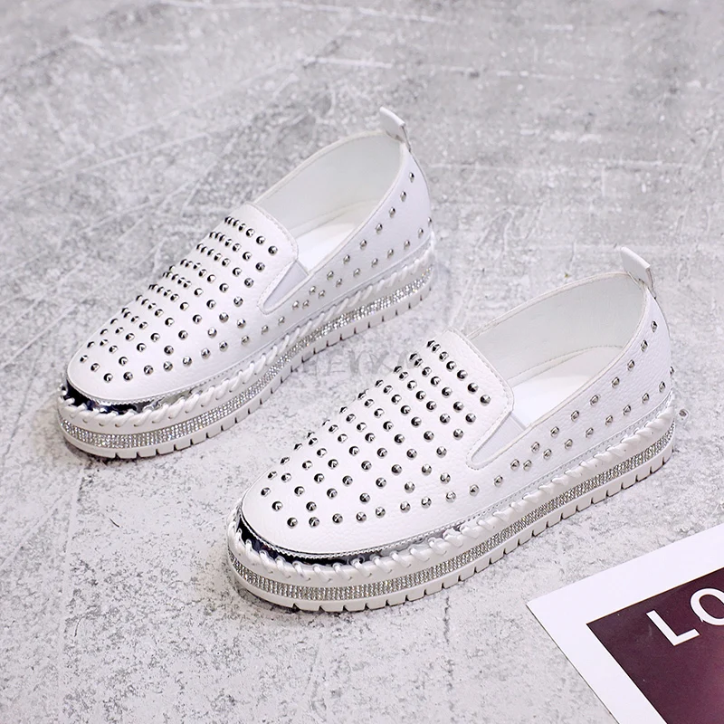 

Кроссовки женские на плоской подошве, модная повседневная спортивная обувь для бега, ходьбы, со стразами, без шнуровки, лоферы