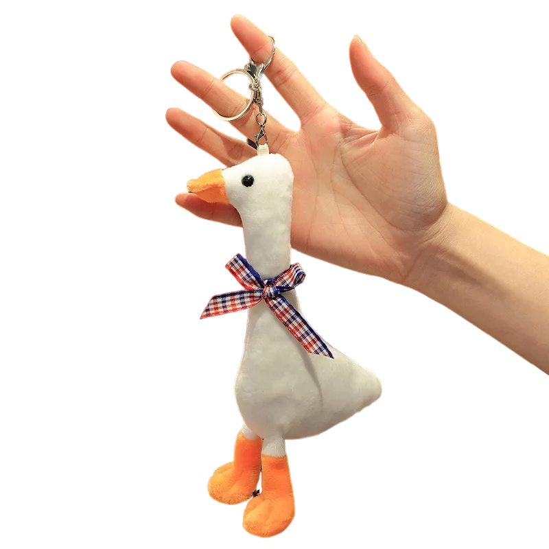 

18cm Cute Yellow White Black Blue Goose Pendant Key Chain Key Ring Soft Mini Animal Stuffed Plush Accessory Drop Shipping