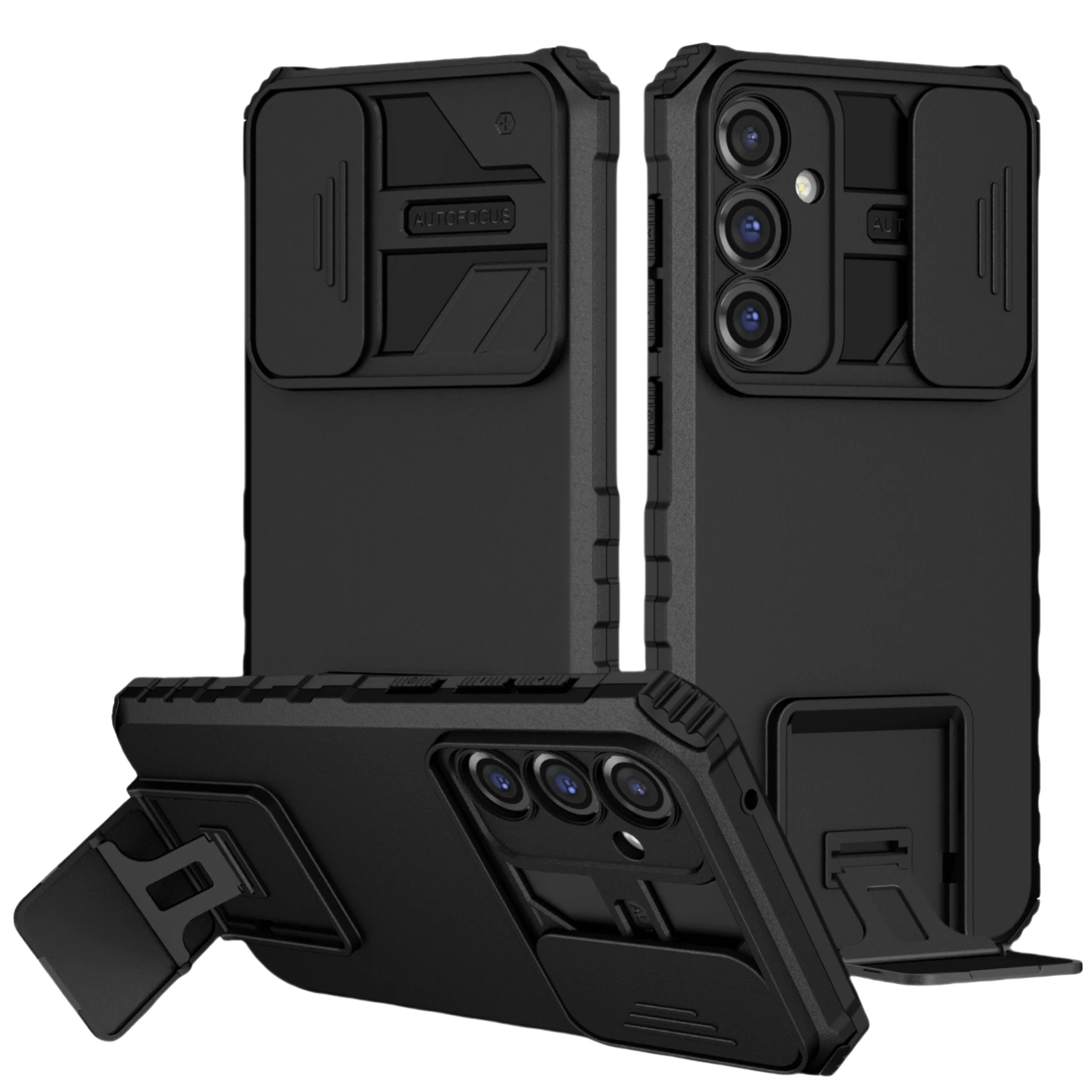 Черный двухслойный чехол с кронштейном для Samsung Galaxy A16 A15 A14 5G A55 A54 A53 A35 A34