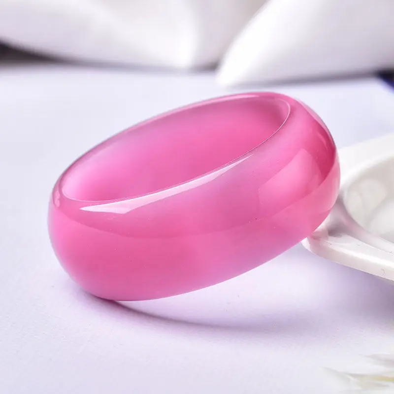 New Natural Pink Opal Bracelet Fashion Wide Genuine Women's Korean Simple