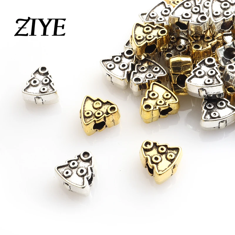 

10pcs Christmas Tree Big Hole Beads Antique Silver/Gold Color Spacer Beads for Making DIY Handmade Bracelets Accessories Jewelry