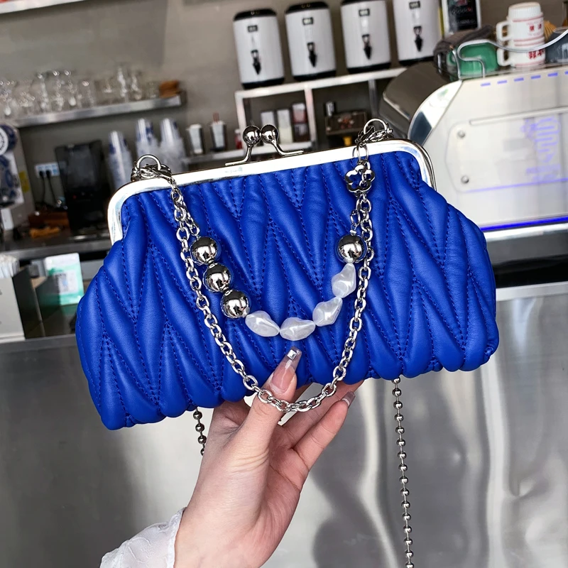 

Wedding Party Women's Bag 2022 Trend Crossbody Bags Elegant Evening Bags for Women Fashion Chain Metal Clip Bag Shoulder Clutch