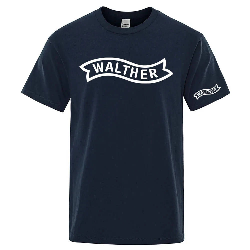 Фото Мужские обычные рубашки с короткими рукавами Walther Firearms подходят для лета и изготовлены из хлопковой ткани. №2