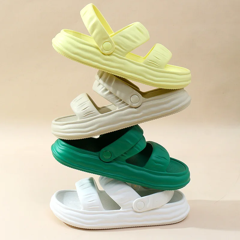 Шлепанцы пляжные на платформе Эва мягкая подошва Нескользящие летние сандалии